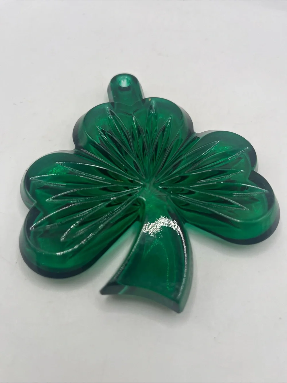 Waterford Crystal Green Shamrock Ornament Signed Tom Brennan